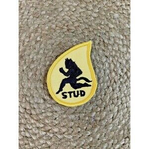 Vtg Stud Oil Treatment Drop Patch Automotive Running Devil Unused Sew On 2.5”